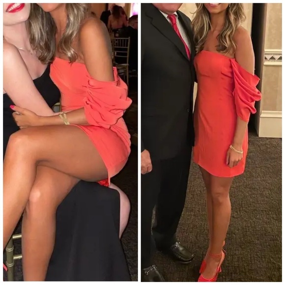 BOSKEMPER Off the Shoulder Square Neckline Mini Dress XS Red - Picture 7 of 8